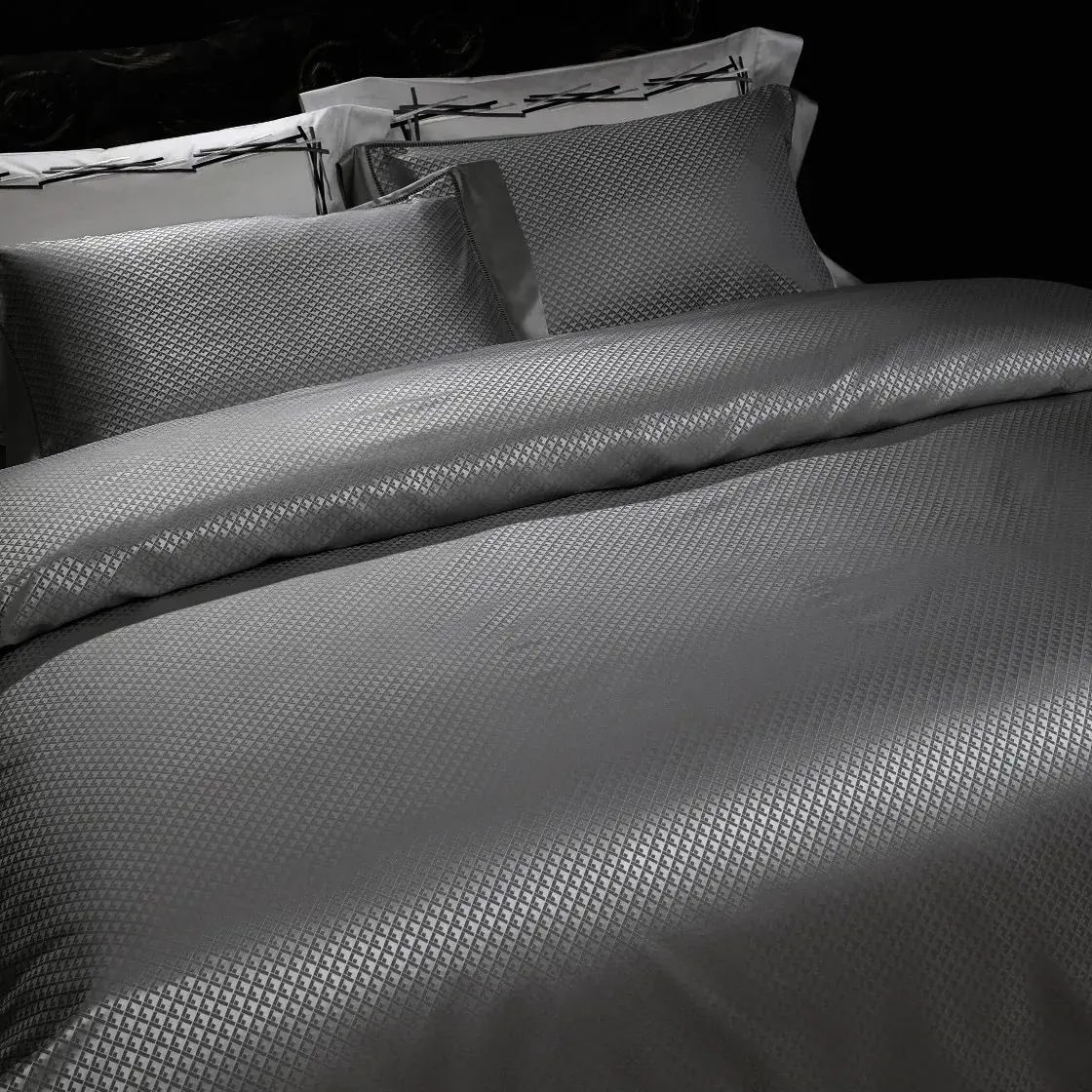26 Momme Silk Jacquard Set in Grey — alternate view
