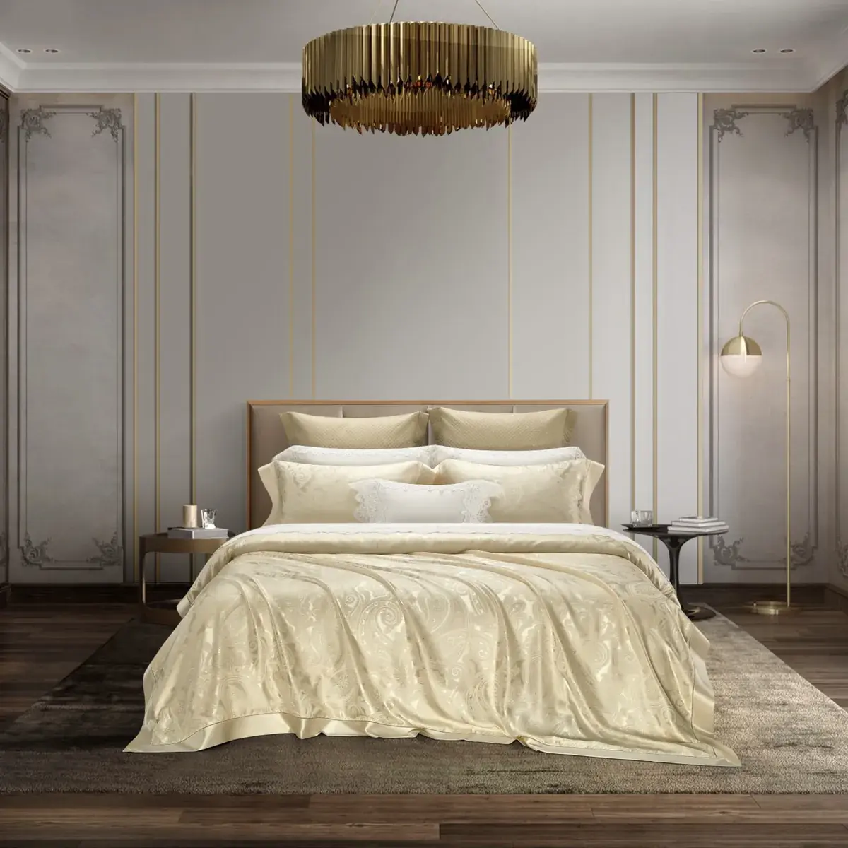 Champagne Silk Jacquard Bedding Set