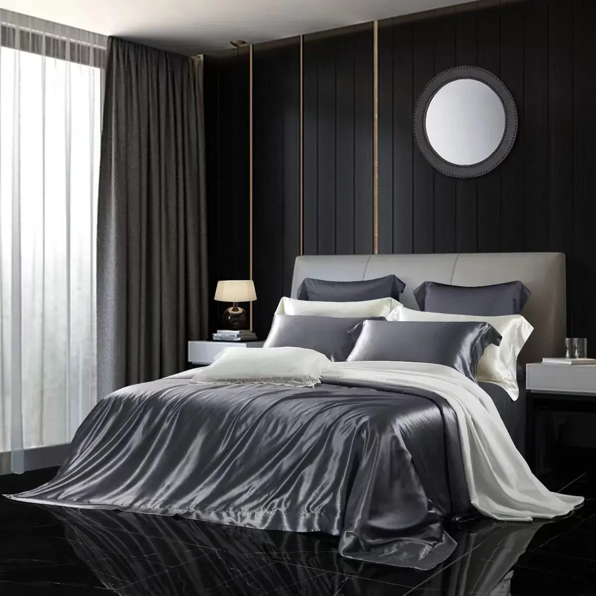 Charcoal Silk Bedding Set — alternate view