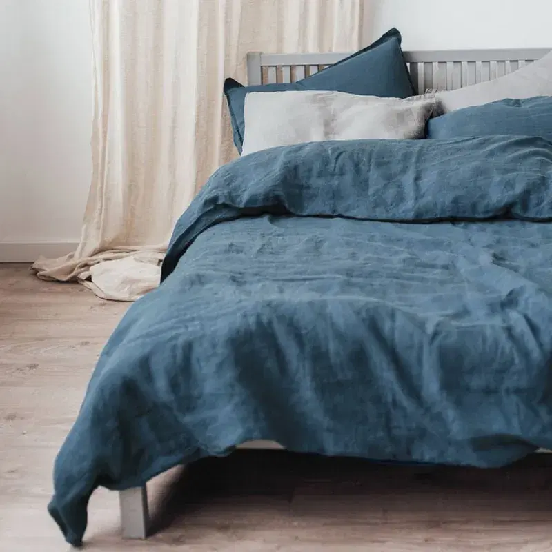 Deep Blue Flax Linen Set