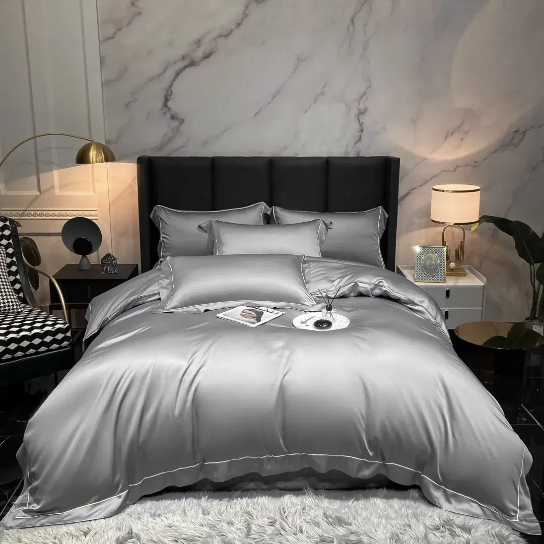 Wide-Border Lyocell Set in Grey