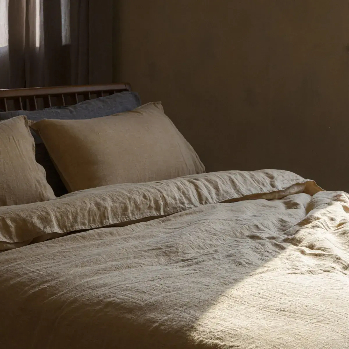 French Linen Bedding Set in Khaki — alternate view