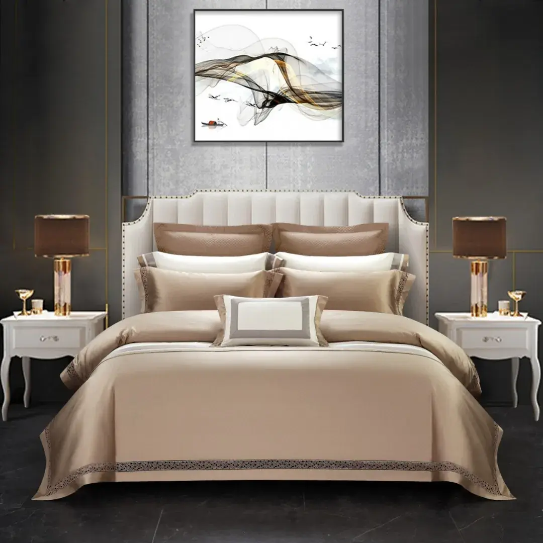 Lace-Inset Egyptian Cotton Satin Set