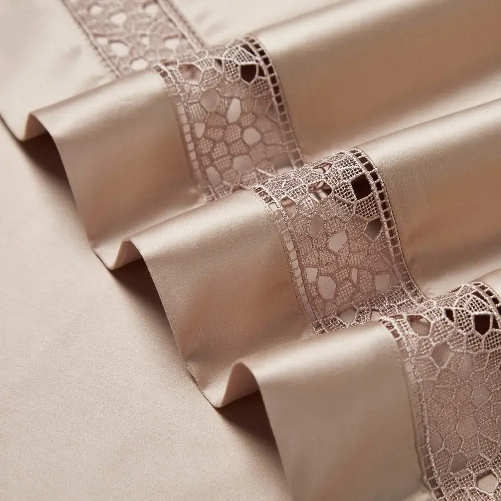 Lace-Inset Egyptian Cotton Satin Set — alternate view