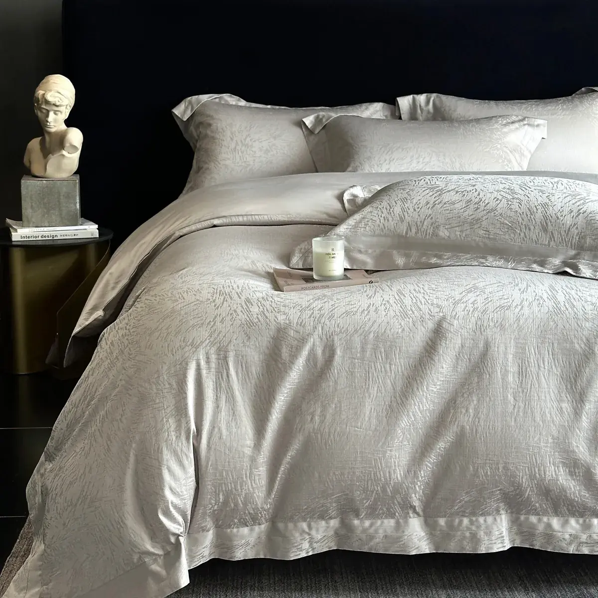 Giza Cotton Jacquard Set in Silver — alternate view