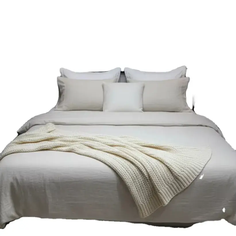 Pure Linen Bedding Set in Silver
