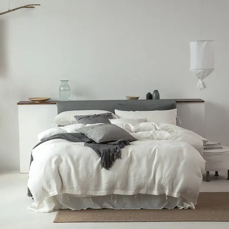 White Belgian Flax Linen Set