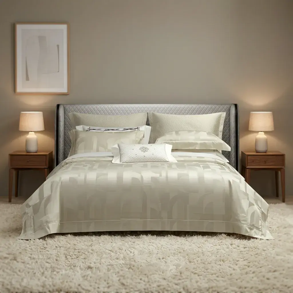 White Egyptian Cotton Jacquard Set