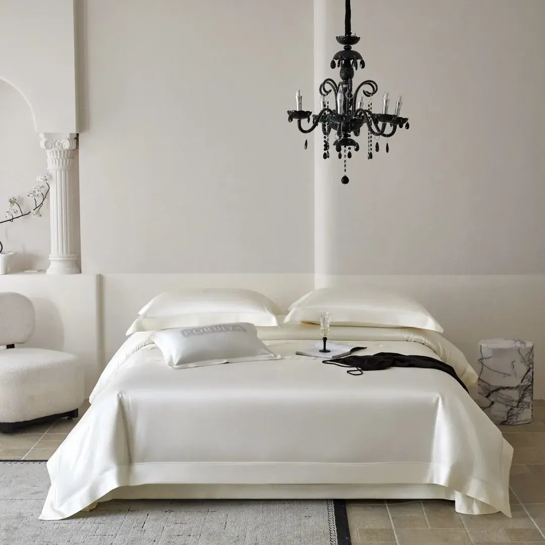 White Egyptian Cotton Satin Set