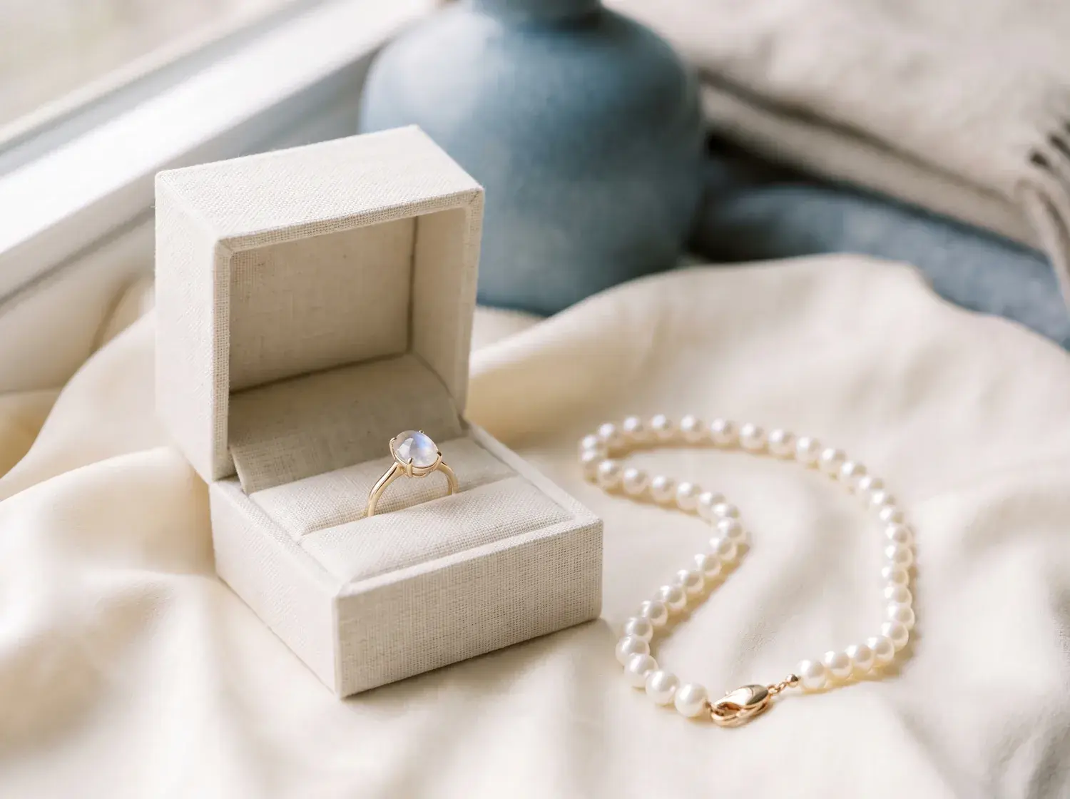 Rainbow Moonstone Ring — alternate view