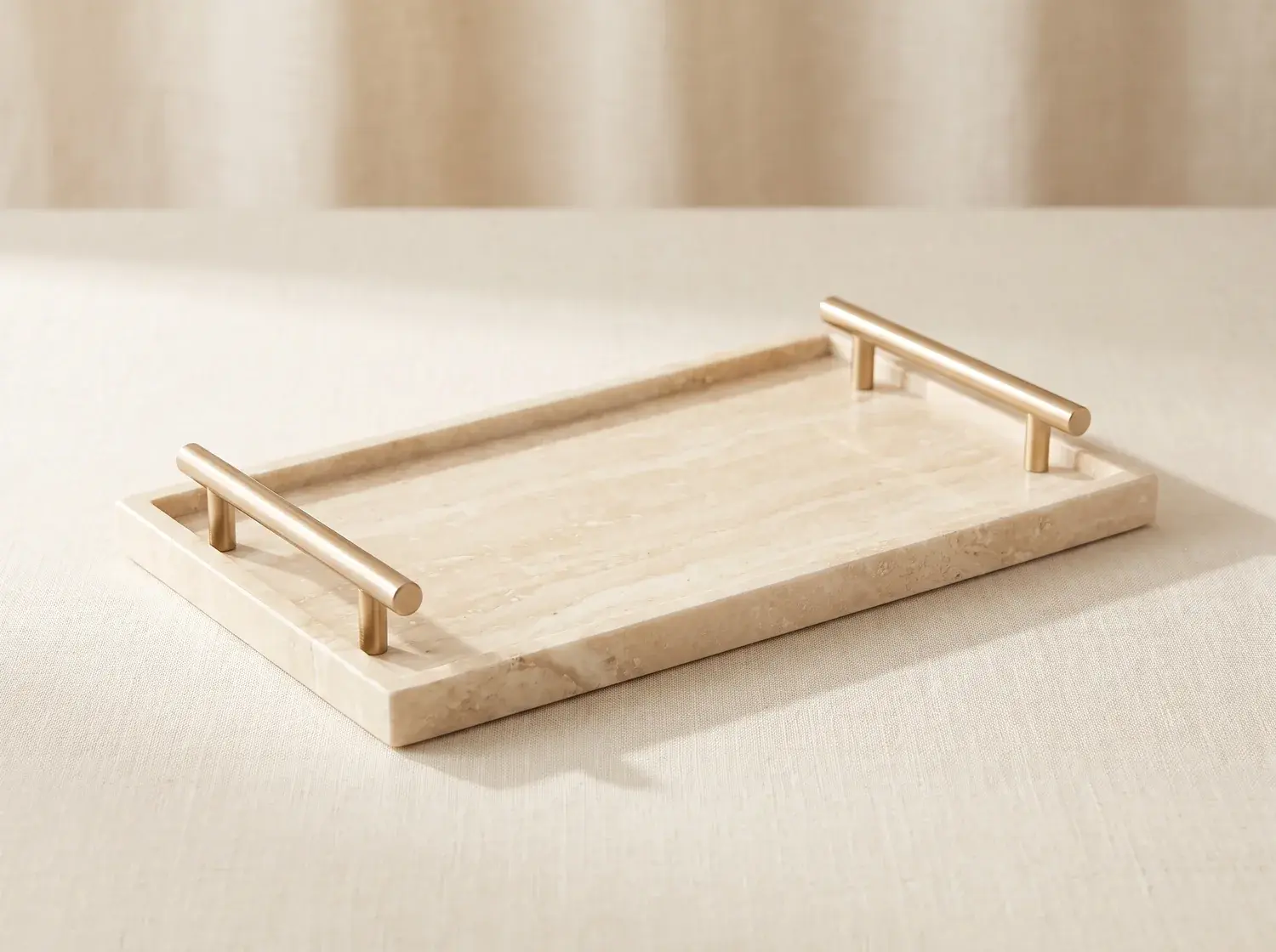 Travertine & Brass Tray