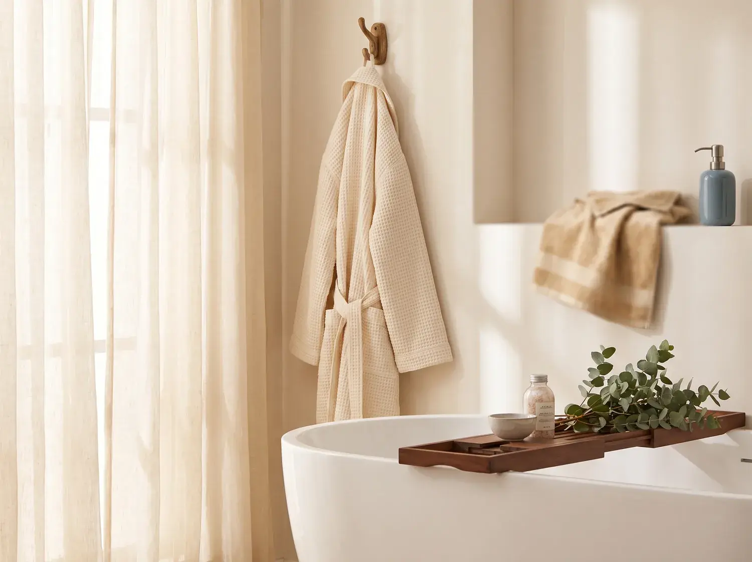 Waffle Linen Spa Robe — alternate view
